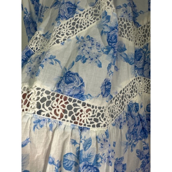 Altar D' State  Blue Floral Lace Tiered Maxi Skirt size M - Picture 5 of 13